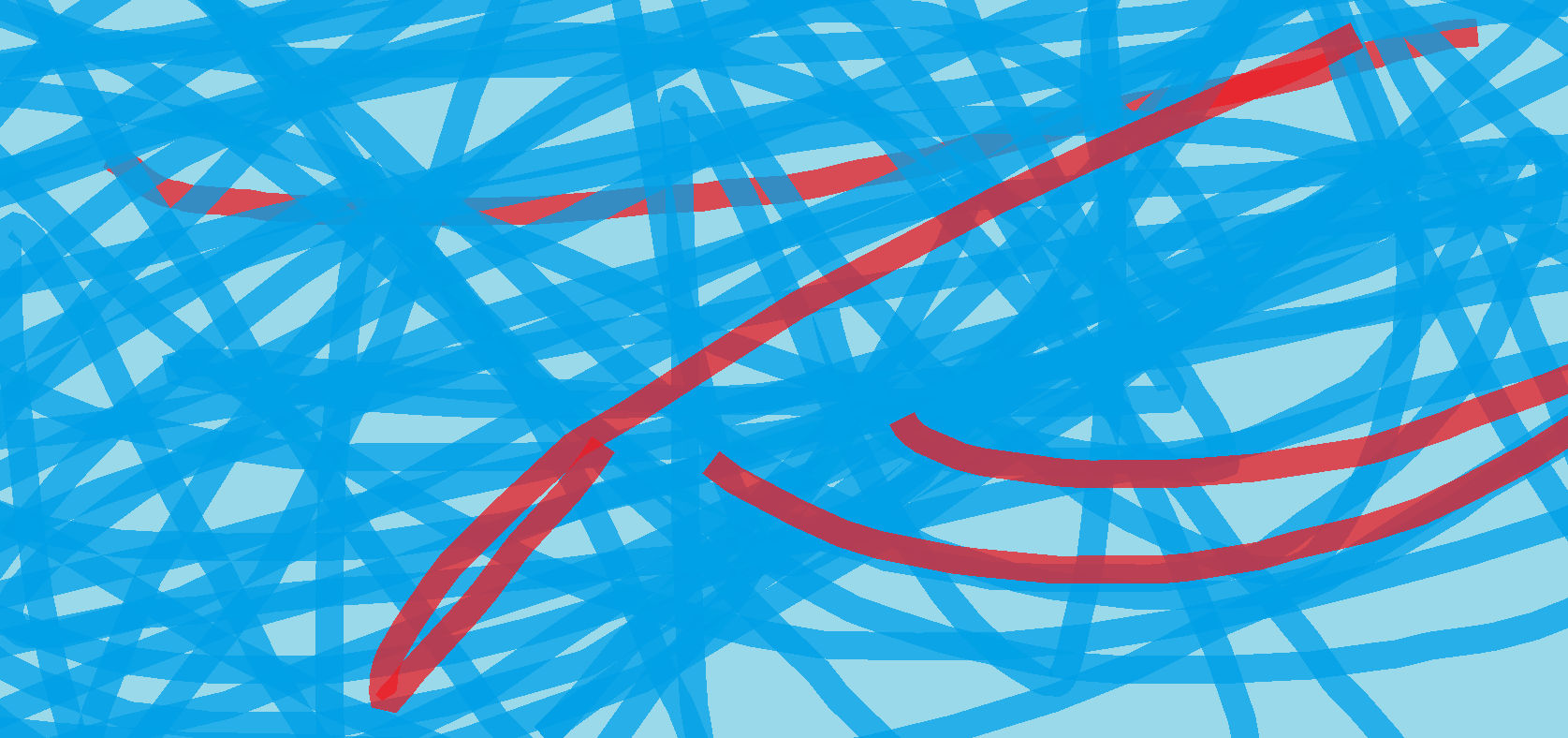 Red & Blue Tangled Ribbons by Maya Ductan